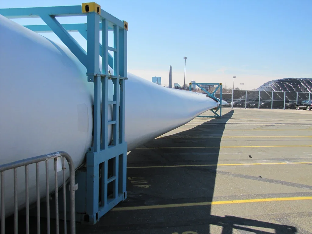 48-metre wind turbine blade at Wind Technology Testing Center, Boston, 17 July 2012.